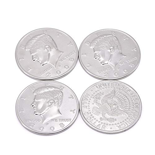 SUMAG Jumbo Coin Half Dollar Coin Shells 3Plus1 Set Magic Coin Trick Props Accessories Gimmicks for Professional Magician Close up Magic