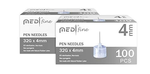 MedtFine Insulin Pen Needles 32G 4mm -5/32inch- 200 Pieces -2x100-