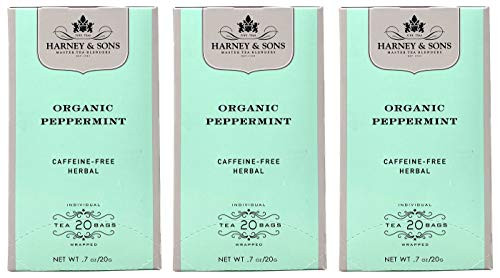 Harney  and  Sons Organic Peppermint Pack of 2  Caffeine-Free Herbal Peppermint Tea Bundle - 20 Tea Bags Per Box