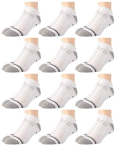 IZOD Men's Socks - Low Cut No Show Athletic Performance Ankle Sock Liners -12 Pack-- Size Shoe Size- 6-12.5- White