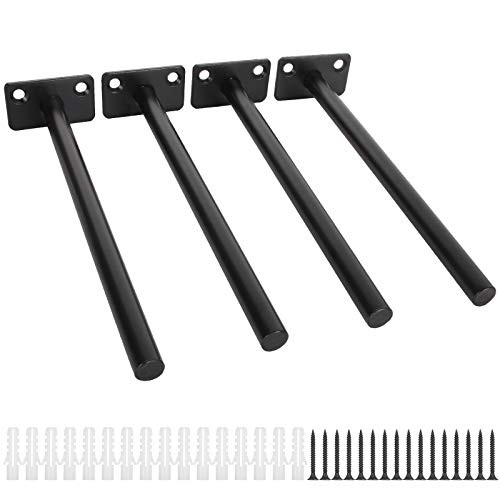 LANIAKEA 8 Inch Floating Blind Shelf Brackets- 4 Pack Heavy Duty Hidden Black Shelf Brackets Solid Steel Blind Shelf Support with Hardware for Floating Wood Shelves