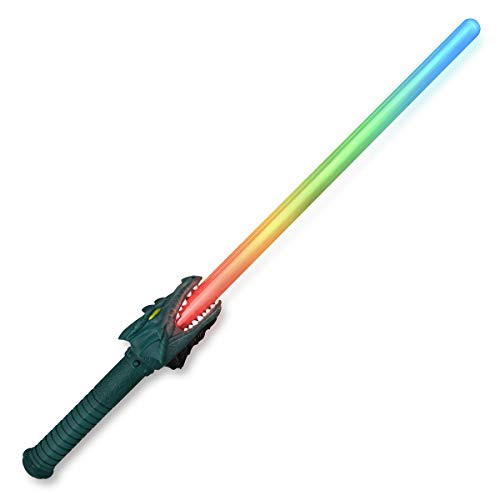 FlashingBlinkyLights LED Dragon Light Up Saber Sword with Rawr Sound Effects