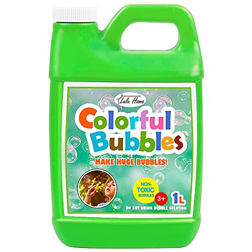 Lulu Home Green Bubble Concentrated Solution- 1 L/ 33.8 OZ Bubble Refill Solution for Kids Graduation Parties- Bubble Machine- Giant Bubble Wand- Bubble Gun Blower