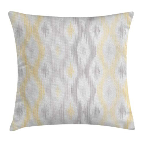 Ambesonne Grey and Yellow Throw Pillow Cushion Cover- Sketchy Hand Drawn Abstract Chain Like Design- Decorative Square Accent Pillow Case- 20inch X 20inch- Pale Grey and Yellow