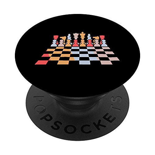Retro Chess Board And Pieces Chess Player Chess Lovers Chess PopSockets PopGrip- Swappable Grip for Phones  and  Tablets