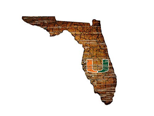 Fan Creations NCAA Miami Hurricanes Unisex University of Miami Mini Roadmap State Sign- Team Color- 12 inch