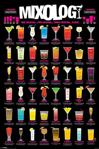 Pyramid America Mixology Cocktail Mixed Drinks Chart Laminated Dry Erase Sign Poster 12x18