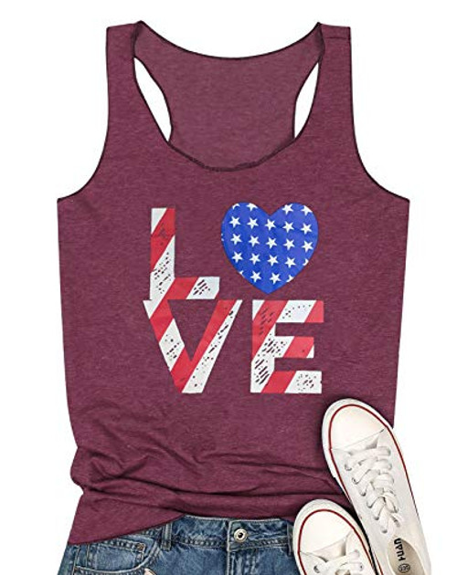 Fourth of July Clothes for Women American Flag USA Love Heart Patriotic Shirt July 4th Clothing -M- Purple- Fourth of July Clothes for Women American Flag USA Love Heart Patriotic Shirt July 4th Clothing -M- Purple-