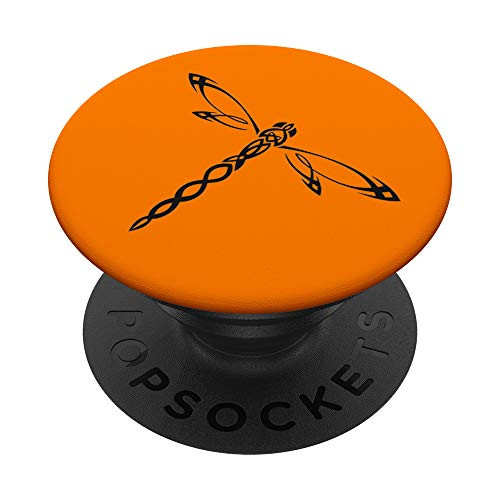 Orange- Dragonfly Wings- Tribal- Dragonflies Tattoo- Drawing PopSockets Grip and Stand for Phones and Tablets