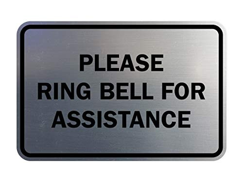 Signs ByLITA Classic Framed Please Ring Bell for Assistance Sign -Brushed Silver- - Large