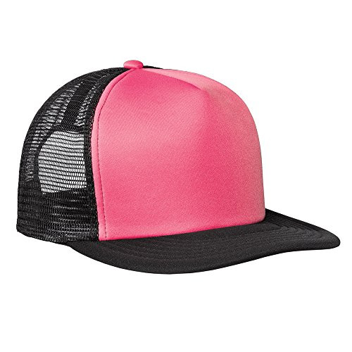 Armycrew Neon Color Flat Bill Adjustable Snapback Mesh Trucker Cap - Pink
