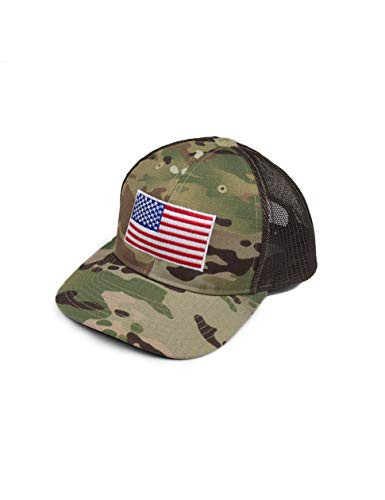 American Flag Richardson 862 Trucker Cap -Camo/Brown- - Camo/Brown - Adult Adjustable Fit
