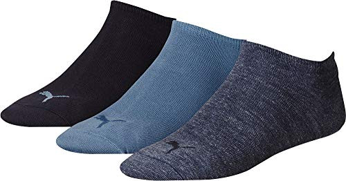 3 pair Puma Sneaker Invisible Socks Unisex Mens  and  Ladies In 3 Colours- Socken  and  StrUmpfe-47-49- color-460 denim blue