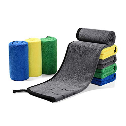 Leowsad 8 Packs Extra Thick Microfiber Towels for Cars.Highly Absorbant Microfiber Cleaning Cloth for Cars Detailing. Super Soft Drying Towels for Cars and Car Wash Towels-600GSM-