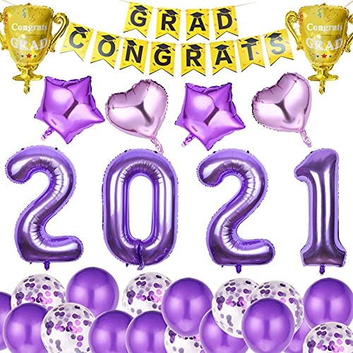 craftshou Graduation Decorations Balloons and Banner 2021-Graduation Party Supplies-Congrats Grad Decoration for High School Grad Party and College Grad Party