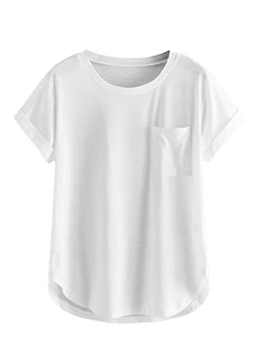 Floerns Women's Plus Size Round Neck Short Sleeve Casual T-Shirt Tee Tops White 1XL