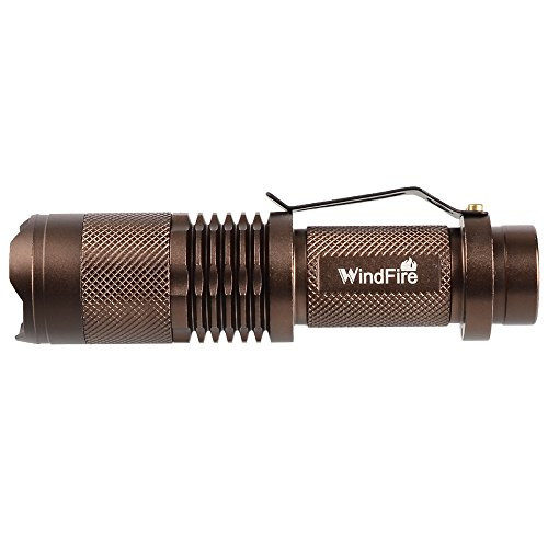 WindFire CREE XML-T6 U2 LED 1800 Lumens ZOOMABLE 5 Modes Flashlight Torch Lamp Mini 18650 Flashlight Torch -Bronze Flashlight Only-