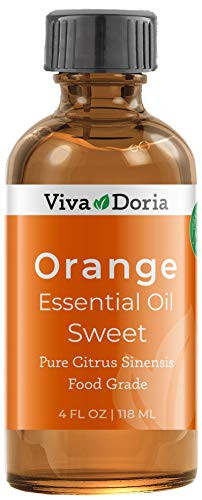 Viva Doria 100 percent Pure Sweet Orange Essential Oil- Undiluted- Food Grade- Southeast - USA Orange Oil- 118 mL -4 Fl Oz-