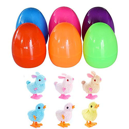 NPlusA 6 Pcs Wind-Up Jumping Colorful Bunny and Chicken Toys for Easter Basket Fillers- Plastic Easter Eggs- Kids Gifts and Party Favors -6 Pcs / 6 Colors- NPlusA 6 Pcs Wind-Up Jumping Colorful Bunny and Chicken Toys for Easter Basket Fillers- Plastic Easter Eggs- Kids Gifts and Party Favors -6 Pcs / 6 Colors-