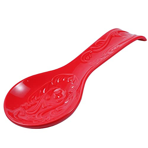 Spoon Rest for Kitchen Counter- Ceramic Spoon Rest for Stove Top Countertop Utensil Rest Ladle Spoon Holder for Cooking Home Decor- Red Spoon Rest for Kitchen Counter- Ceramic Spoon Rest for Stove Top Countertop Utensil Rest Ladle Spoon Holder for Cooking Home Decor- Red