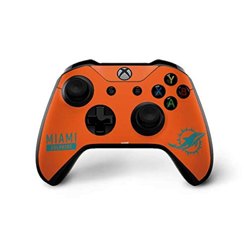 Skinit Decal Gaming Skin Compatible with Xbox One X Controller - Officially Licensed NFL Miami Dolphins Orange Performance Series Design