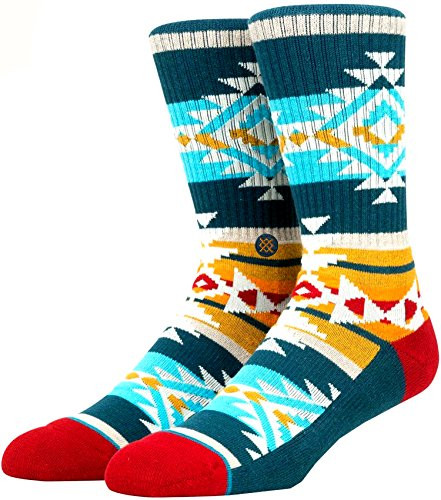 Stance Men's Table Mountain Tribal Arch Support Classic Crew Sock- Green- Shoe Size 6-8.5