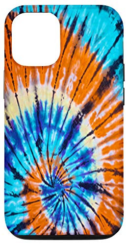 iPhone 12/12 Pro Orange Blue Light Yellow Tie Dye Swirl Pattern Case