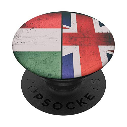 Distressed-effect Flag Pie Chart of Britain and Hungary PopSockets Grip and Stand for Phones and Tablets