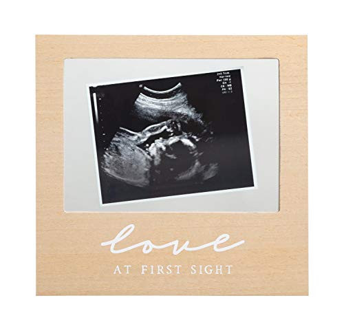 Pearhead Floating Sonogram Frame- Love at First Sight Ultrasound Frame- Gender-Neutral Baby Frame- Wooden