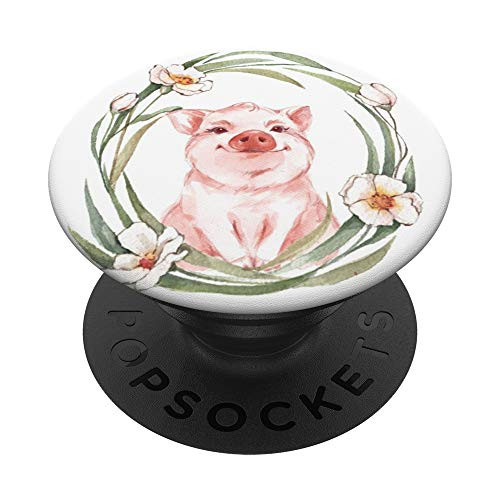 Pig Cute Piggy Animal Farm lovers Gift PopSockets PopGrip- Swappable Grip for Phones  and  Tablets