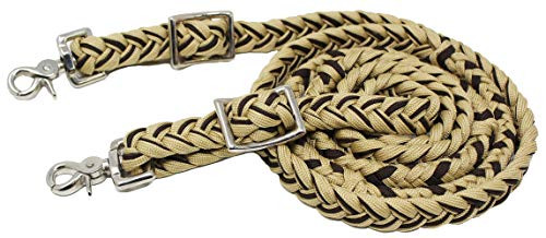 CHALLENGER Horse Roping Knotted Tack Western Barrel Reins Nylon Braided 607480