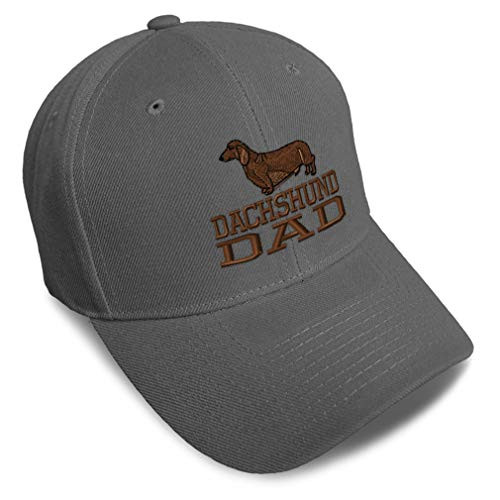 Speedy Pros Baseball Cap Dachshund Dad Embroidery Acrylic Dad Hats for Men  and  Women Strap Closure Dark Grey