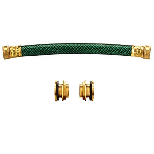 WADEO Rain Barrel Linking Kit -One 12 inch Hose and Two Brass Bulkhead Tank Fittings-