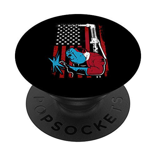Welder Gifts Patriotic American Flag Welding Father's Day PopSockets PopGrip- Swappable Grip for Phones  and  Tablets
