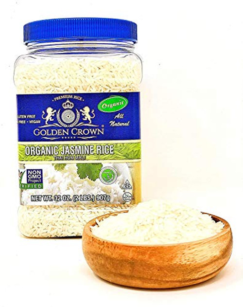 Golden Organic White Jasmine Rice Premium Quality | Non-GMO Gluten-Free 100 percent Authentic Naturally Fragrant Sweet Flavorful | Extra Long Grain From Thai HOM Mali Halal - 32 Oz -2 LBs- Golden Organic White Jasmine Rice Premium Quality | Non-GMO Gluten-Free 100 percent Authentic Naturally Fragrant Sweet Flavorful | Extra Long Grain From Thai HOM Mali Halal - 32 Oz -2 LBs-