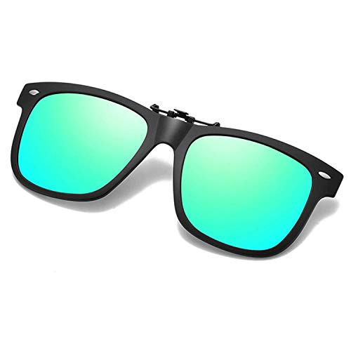 Clip-on Sunglasses Polarized for Men Women Anti Glare UV Protection Sunglasses Over Prescription Glasses -Green Lens-