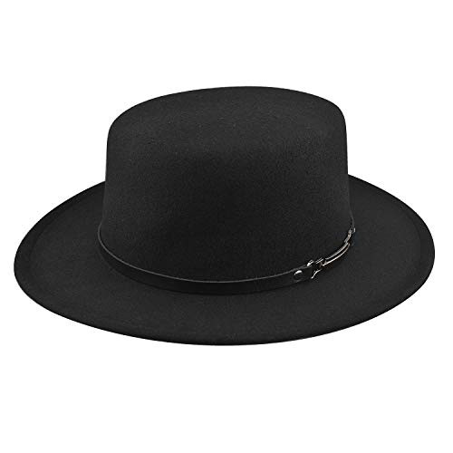 EINSKEY Women Felt Fedora Hat- Wide Brim Panama Hat with Belt Buckle Trilby Hat