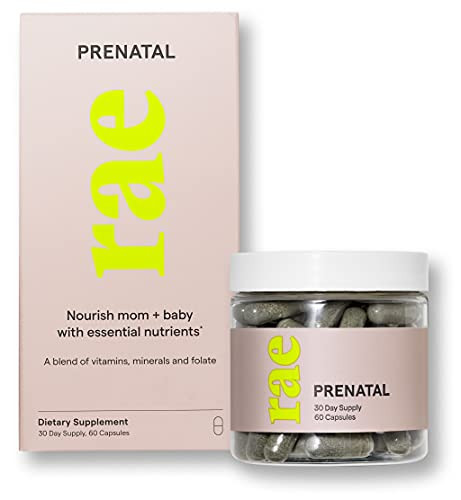 Rae Prenatal Vitamin Capsules - Vegan Prenatal Vitamins with DHA and Folate - Pregnancy Vitamins for Women - Vegan- Non GMO and Gluten Free - 30 Day Supply