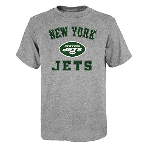 Outerstuff NFL Youth Boys -6-20- Big Bevel Heather Grey Short Sleeve Tee- New York Jets Small -8-