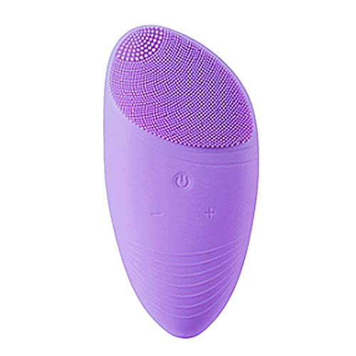 Sonic Facial Cleansing Brush Waterproof Silicone for Face Deep Cleansing Gentle Exfoliating Massaging Skin USB Rechargeable -Purple-
