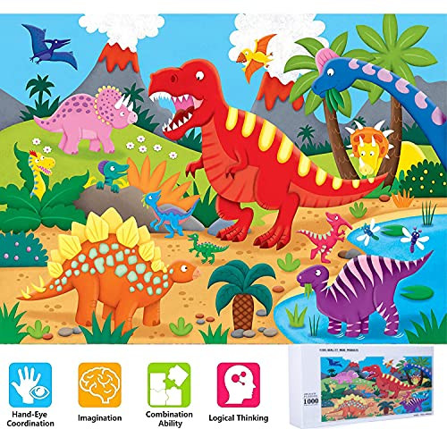 Jigsaw Puzzles 1000 Pieces for Adults Dinosaur Family Puzzles 1000 Piece Adult Family Games Puzzles for Adults 1000 Piece Funny Challenging Jigsaw Puzzles-27.6inchx 19.7inch-