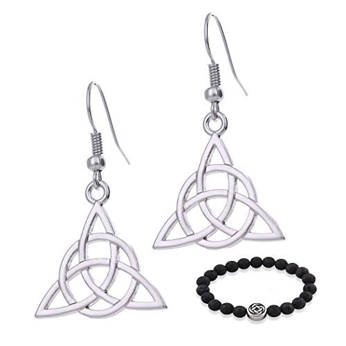 GUNGNEER Stainless Steel Celtic Knot Earrings Triquetra Love Eternity Protection Jewelry Accessories for Women