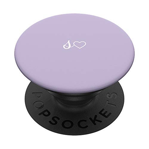 White Initial Letter S Heart Minimalist Light Pastel Purple PopSockets PopGrip- Swappable Grip for Phones  and  Tablets