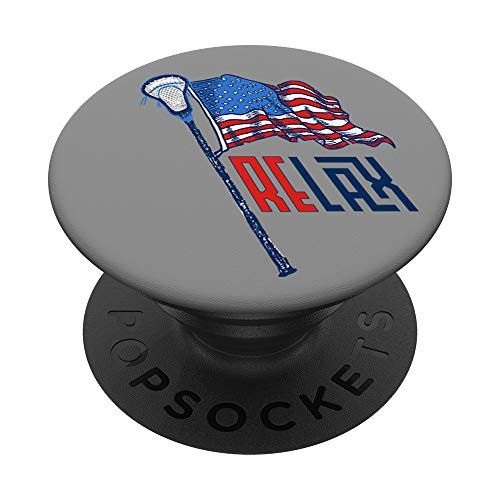 RELAX Retro USA American Flag Lacrosse Stick 80's Style PopSockets Grip and Stand for Phones and Tablets