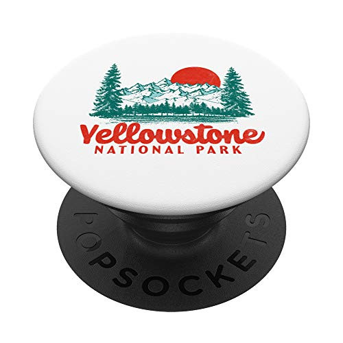 Vintage Yellowstone Mountains Scene 80's PopSockets Grip and Stand for Phones and Tablets