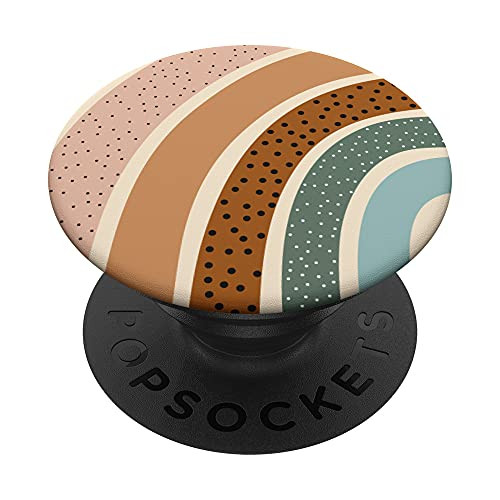 Boho Burnt Orange Half Rainbow With Polka Dot Pattern PopSockets PopGrip- Swappable Grip for Phones  and  Tablets