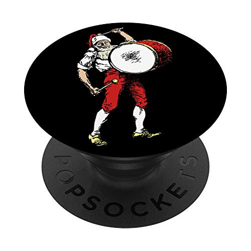 Drummer Santa Claus Funny Retro Christmas PopSockets Grip and Stand for Phones and Tablets