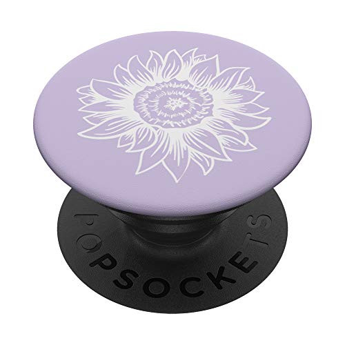 White Sunflower Light Pastel Purple PopSockets PopGrip- Swappable Grip for Phones  and  Tablets