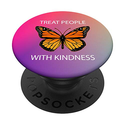 Treat People With Kindne Butterfly Lover Orange Monarch PopSockets PopGrip- Swappable Grip for Phones  and  Tablets