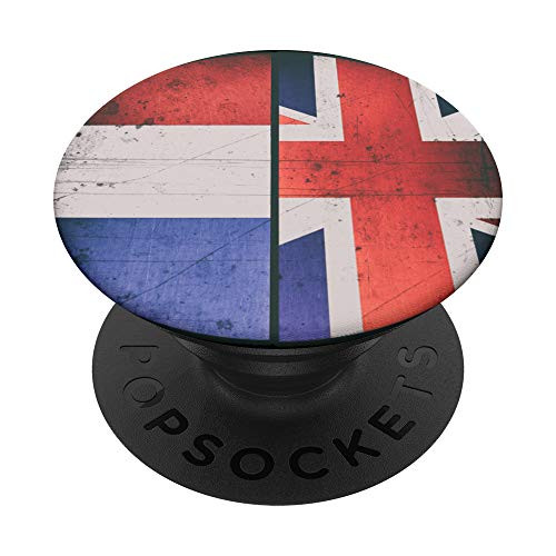 Distressed-effect Flag Pie Chart of Netherlands  and  Britain PopSockets PopGrip- Swappable Grip for Phones  and  Tablets